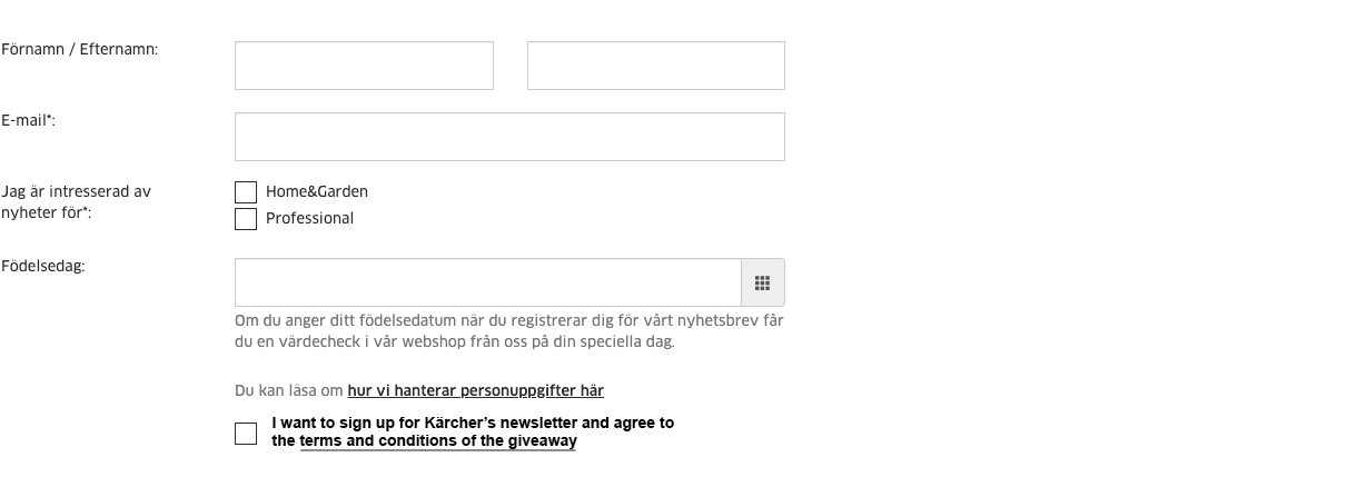 Prenumerera på Kärcher nyhetsbrev
