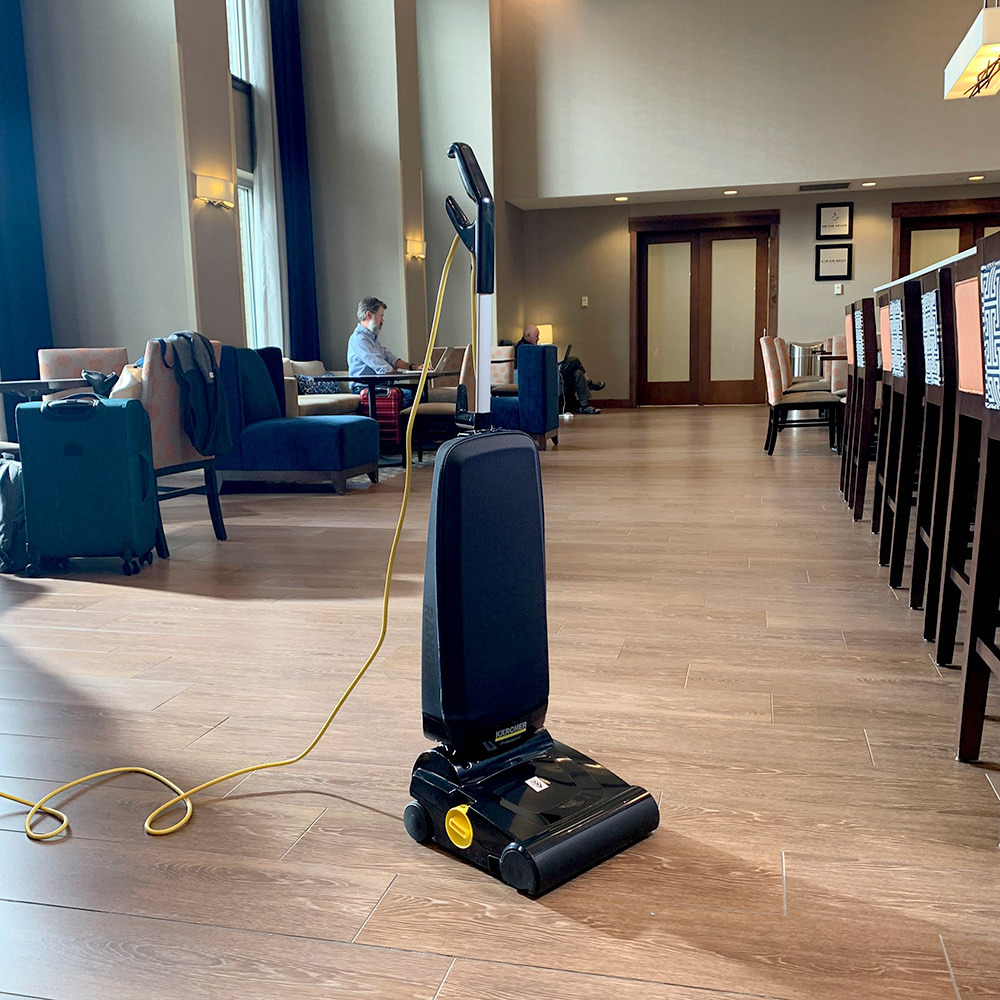 Ranger upright vacuum Ranger upright vacuum in hotel breakfast area
