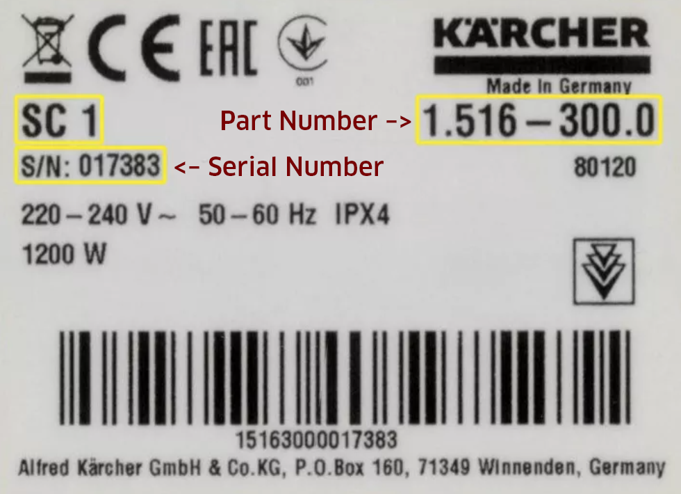 Karcher Ratings Plate Example Square Image Karcher Ratings Plate Example Square Image