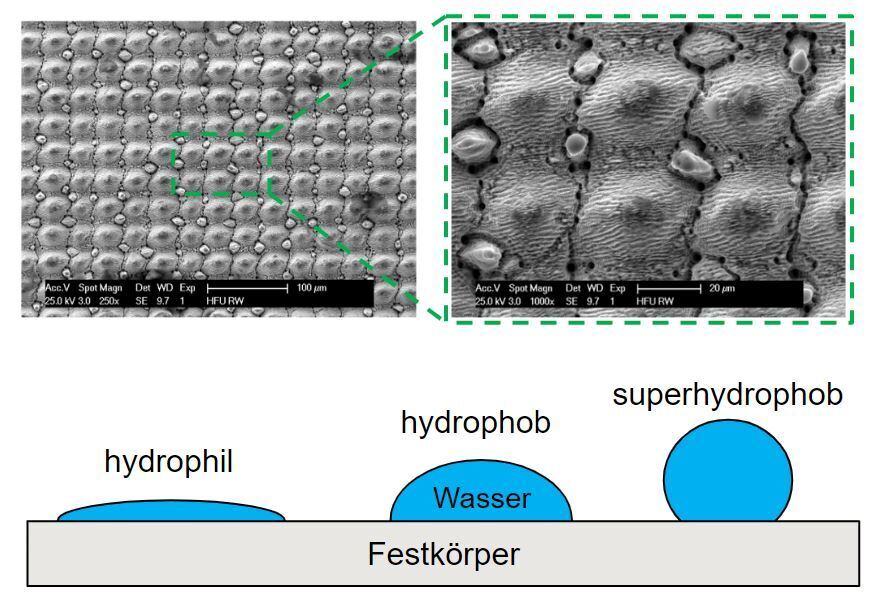 Erzeugung von superhydrophoben Oberflächen auf Kunststoff durch Abformen Erzeugung von superhydrophoben Oberflächen auf Kunststoff durch Abformen