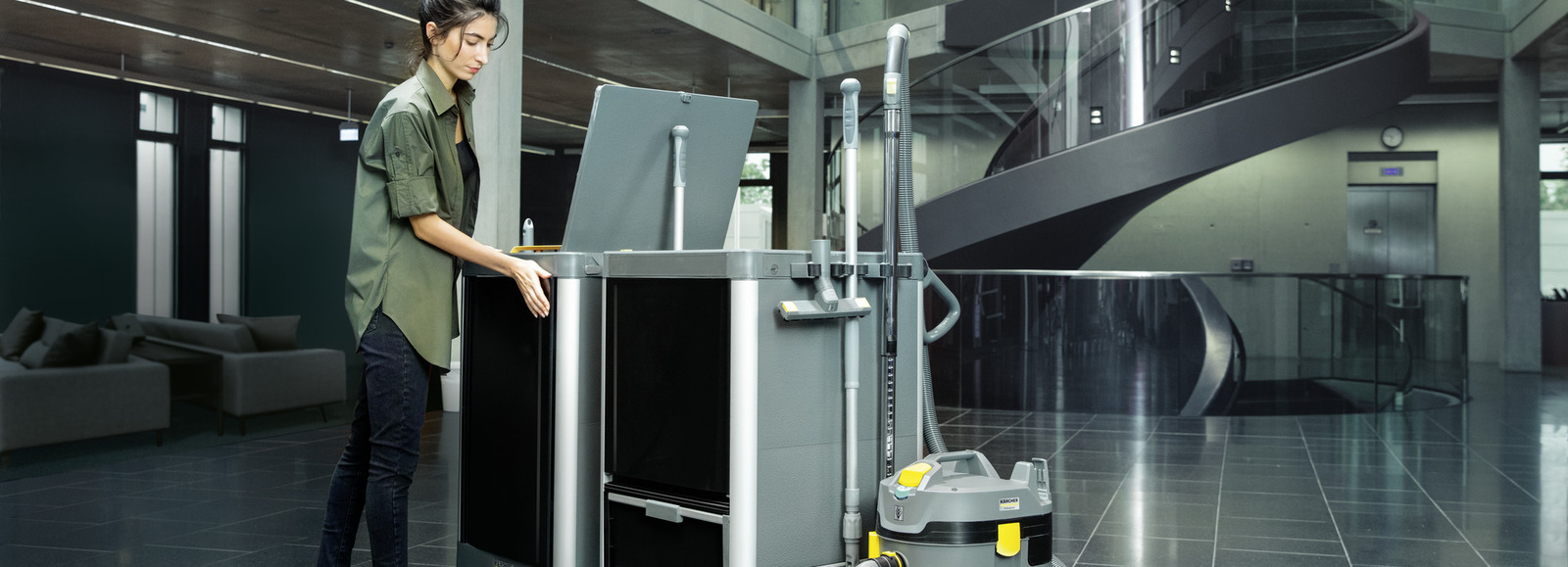 Chariot de nettoyage FlexoMate: durable avec du plastique recyclé