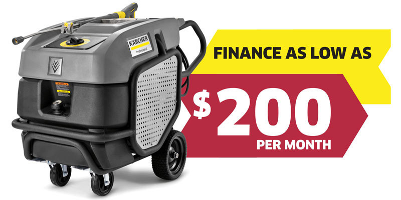 Finance a New Mojave Pressure Washer Image of Mojave pressure washer with an illustrated banner that reads Finance as Low as $212 per month