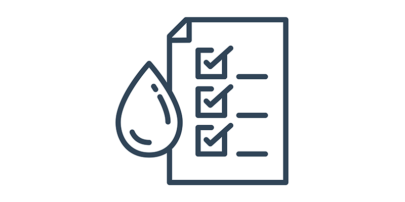 Where is the water going? Illustration of a water drop next to a checklist
