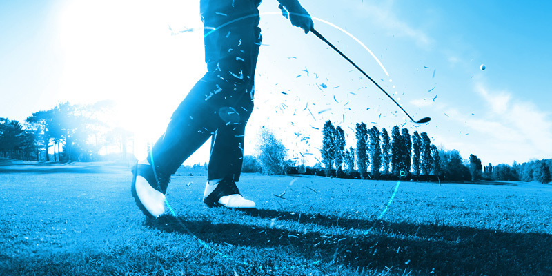 Illustration of a golfer swinging a club