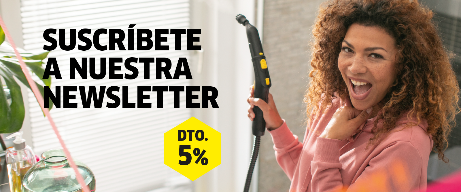 Formulario de suscripción newsletter Mujer con maquina vapor Kärcher