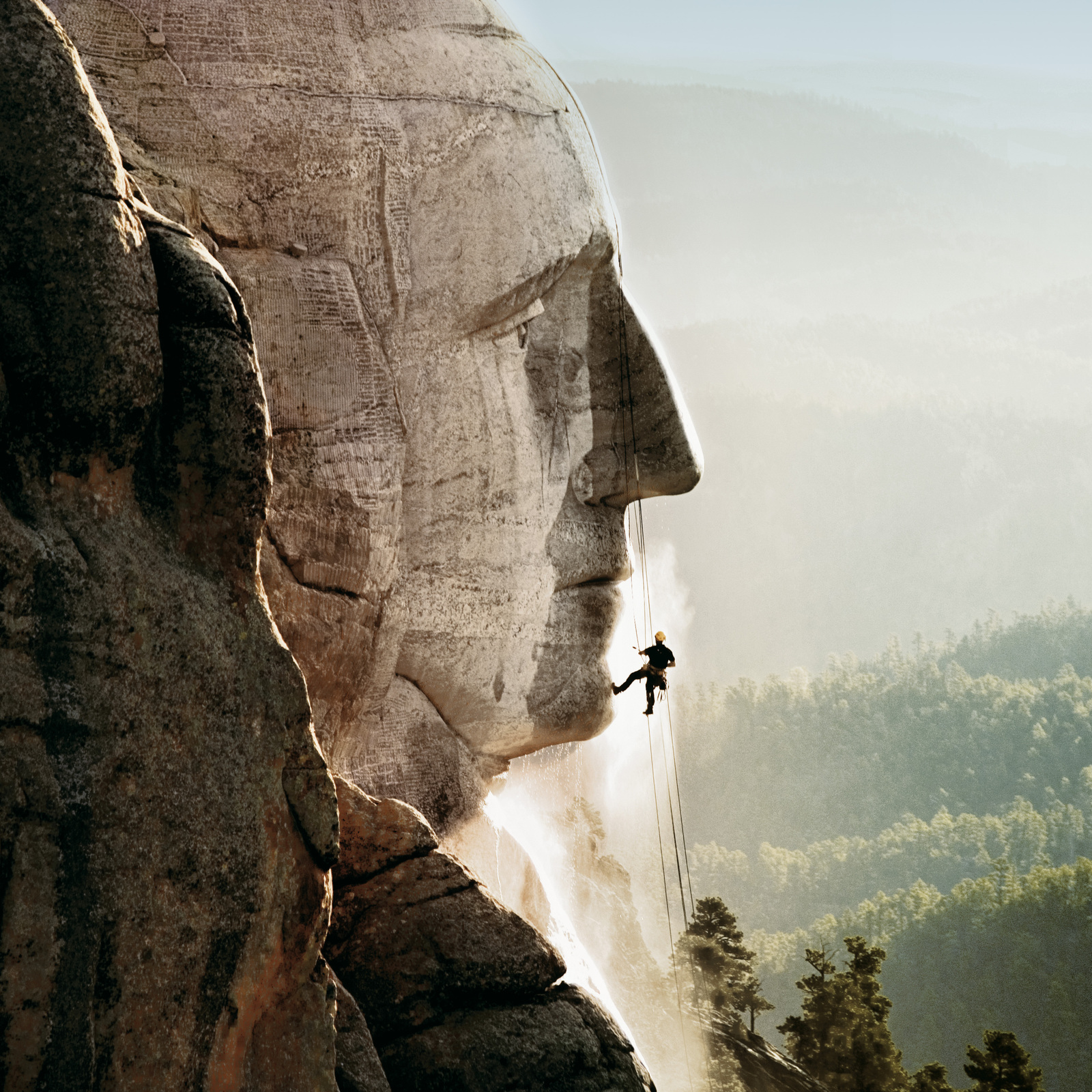 Purpose Photo of cleaning in progress at Mount Rushmore