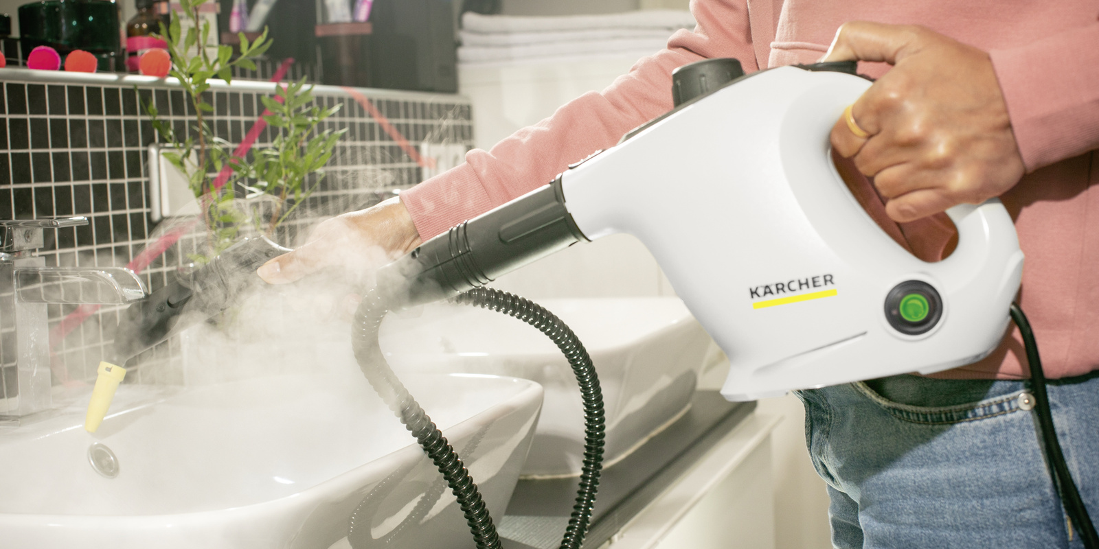 Parno čišćenje umivaonika Kärcher parnim čistačem