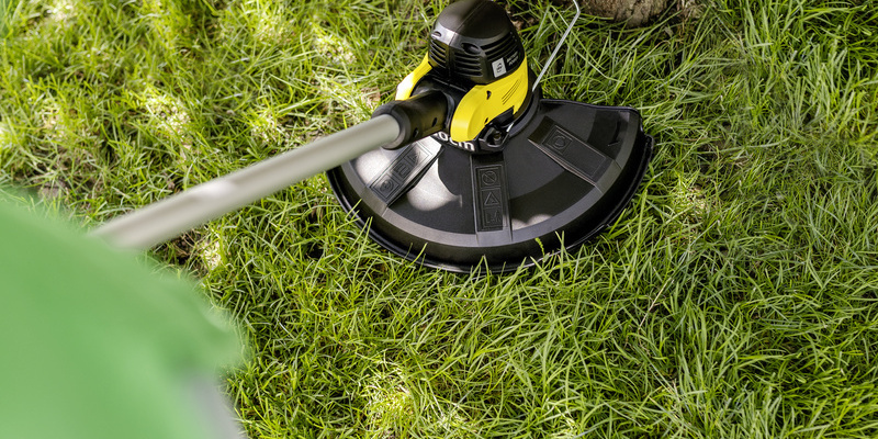 Plant protection guard Detail: the plant guard of the Kärcher battery-powered lawn trimmer protects plants
