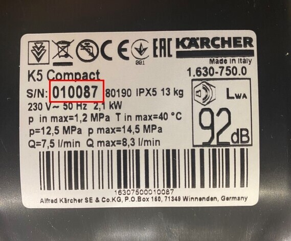 example serial number