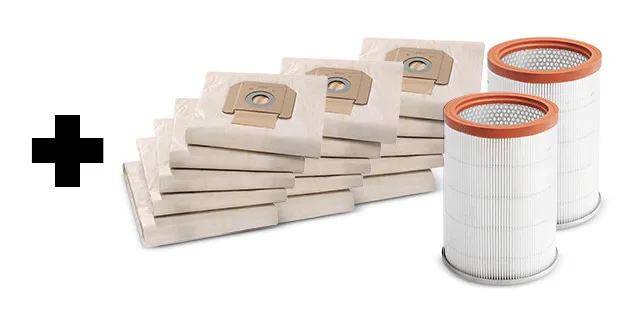 3x papierowe torebki filtracyjne (5 szt.) + 2x filtr wkładkowy papier