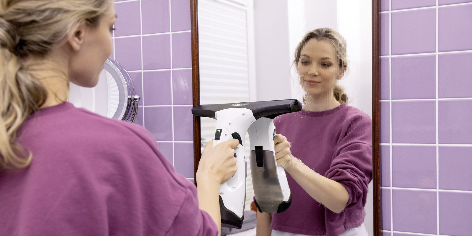 Tips for rengjøring av speil med en Kärcher-enhet