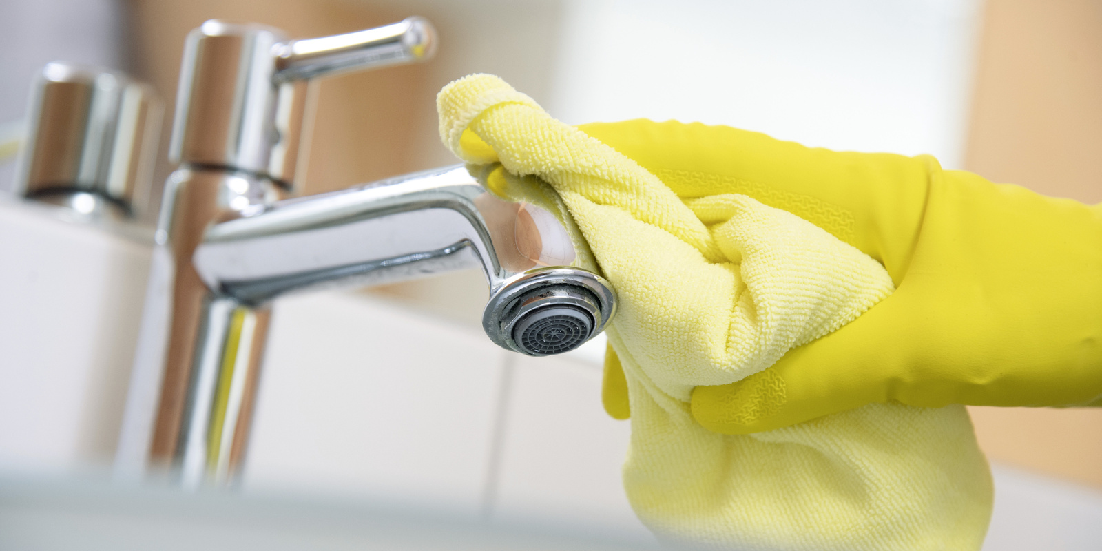 Faucet A water tap is cleaned