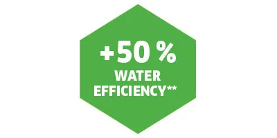 50% higher water efficiency