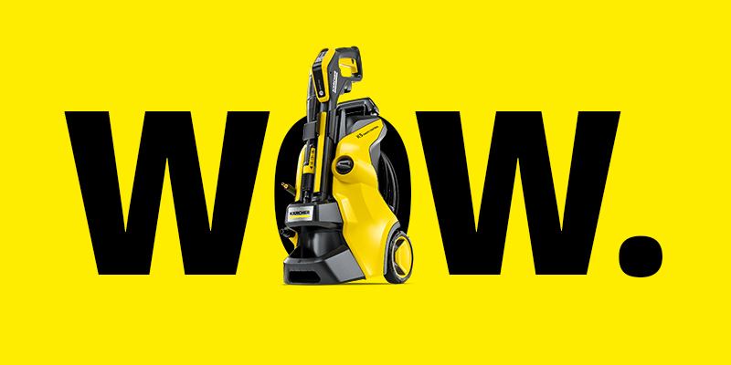 Högtryckstvätt framför ordet WOW