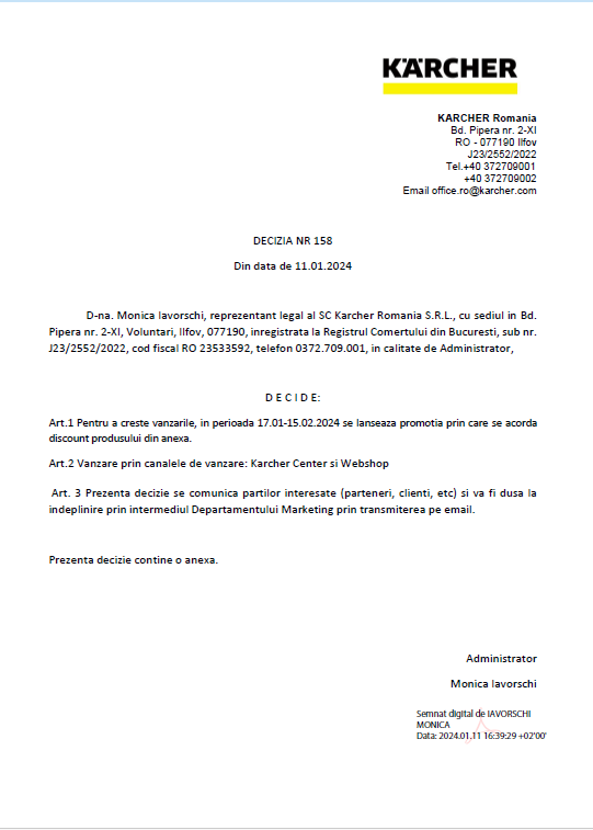 Decizie regulamet promo Q2