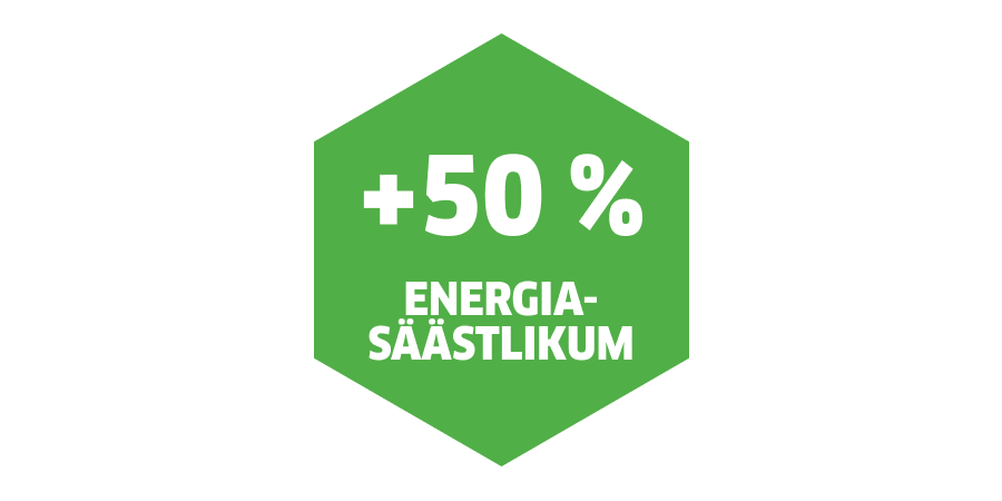 50% higher energy efficiency