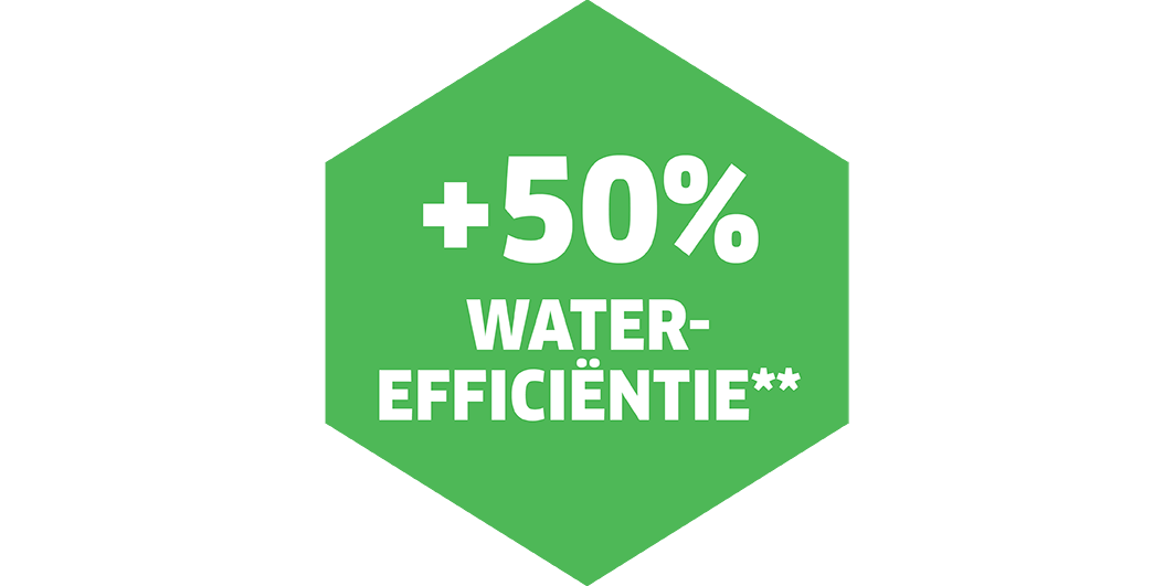 50% meer water-efficiëntie 50% meer water-efficiëntie
