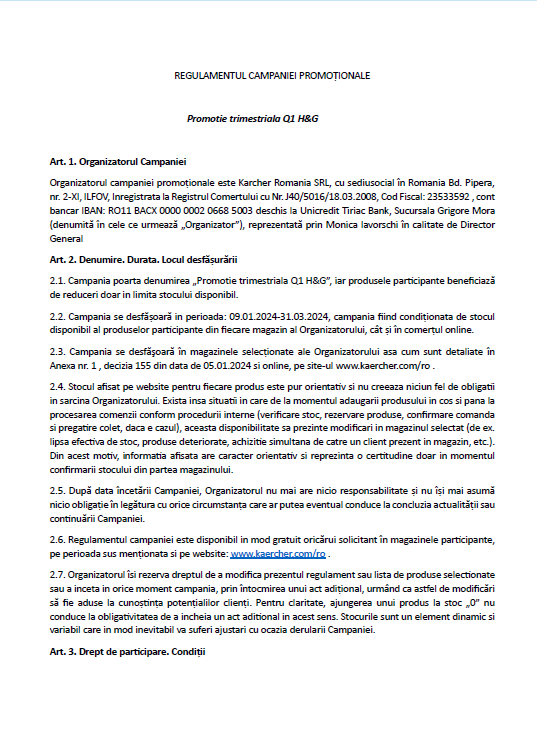 Decizie - Regulament Promotie Roboti