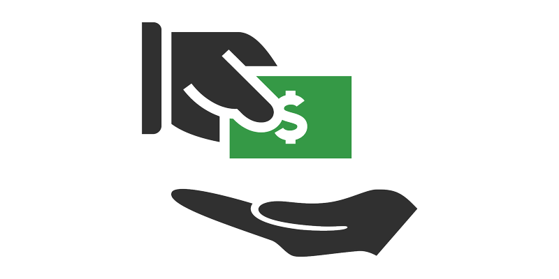illustration of a hand giving another hand money