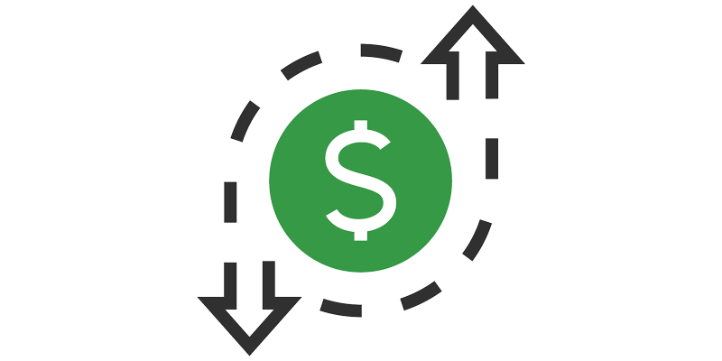 illustration of a dollar with arrows going around it