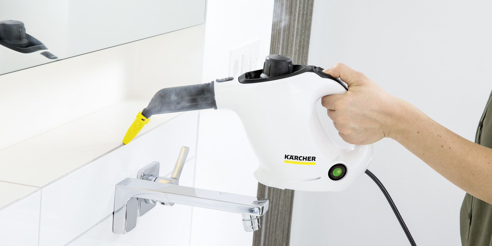 Kalk mit entfernen mit Dampfreiniger und Punktstrahldüse Kalk mit entfernen mit Kärcher Dampfreiniger