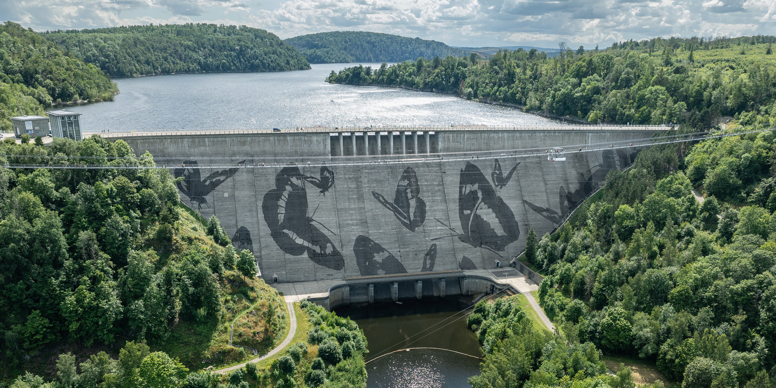 Reverse Graffiti - Rappbode Dam Harz Mountains, Germany Reverse Graffiti - Rappbode Dam Harz Mountains, Germany