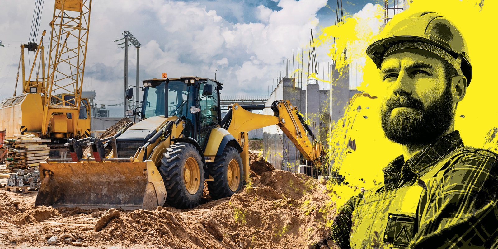 construction industry worker next to a construction job site