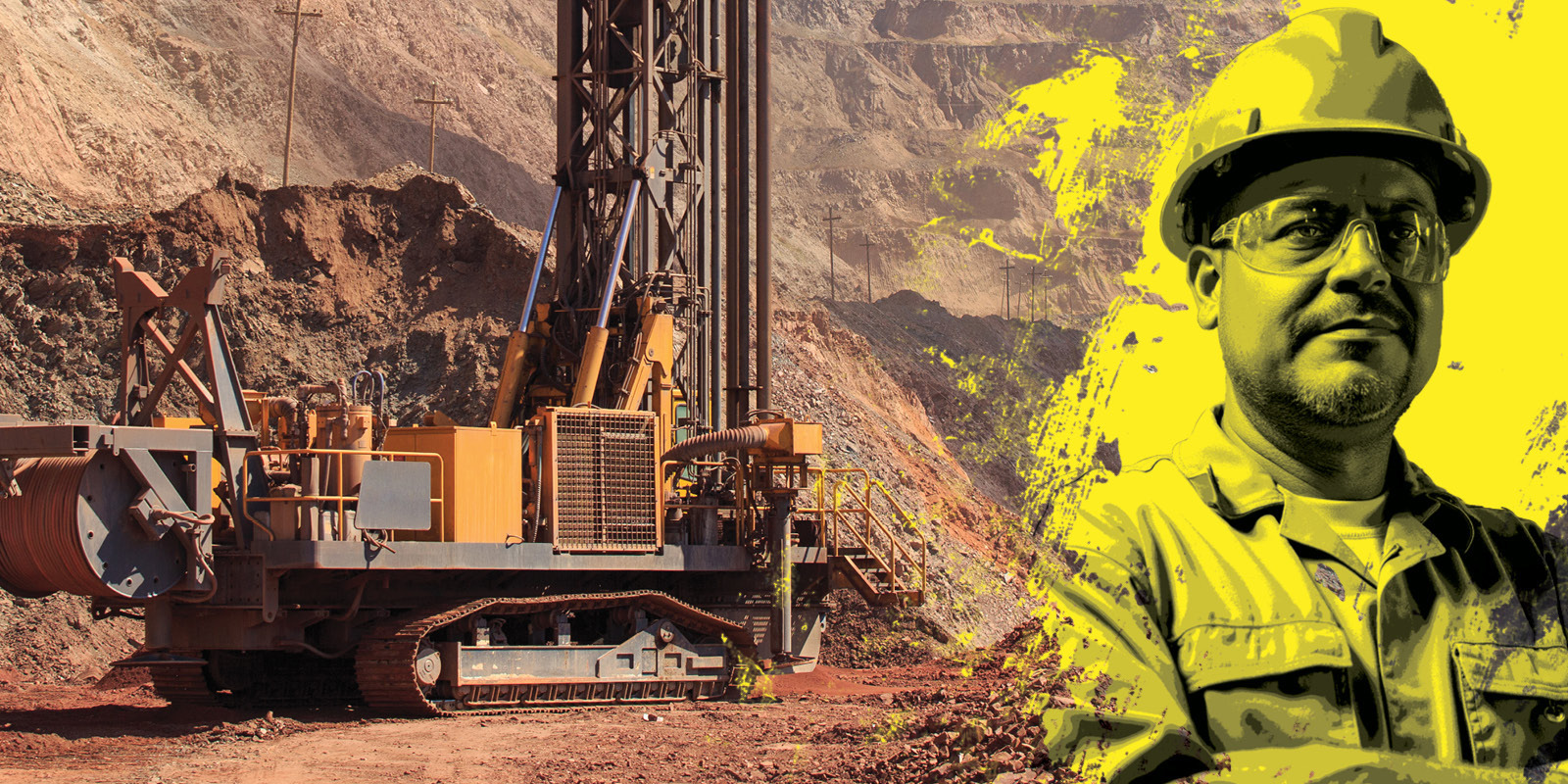 Mining & Drilling mining & drilling industry worker next to a drill rig photo