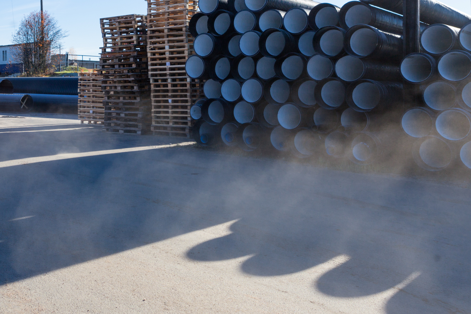 Outside area cleaning with a sweeper