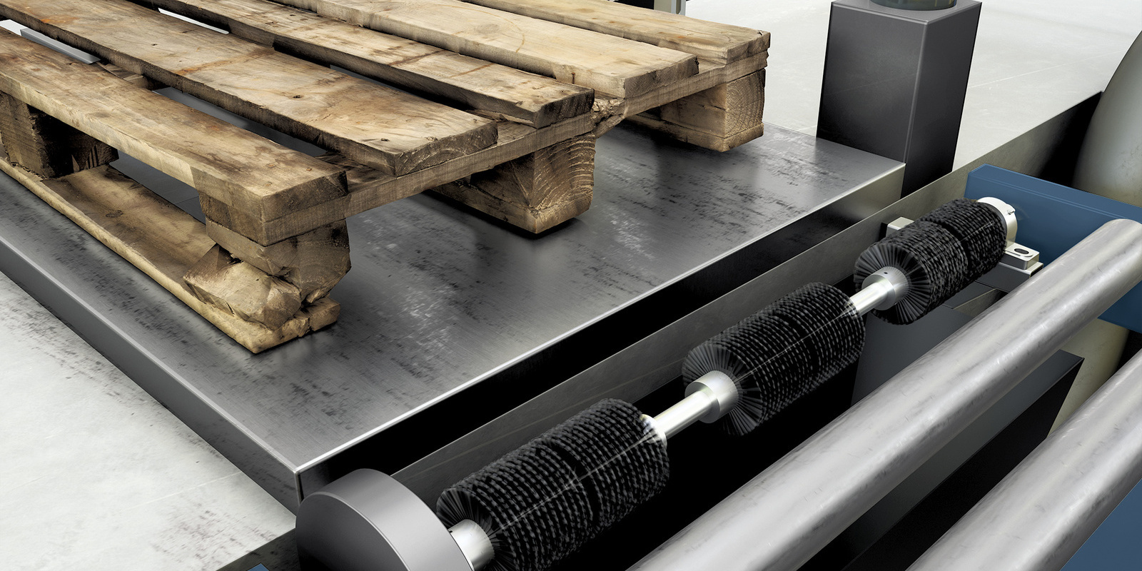 Automatic pallet vacuuming for clean warehouses A system for automatic pallet vacuuming