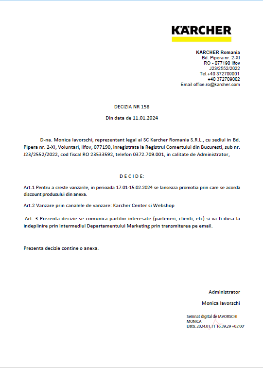 Decizie - Anexa 1 Regulament Promotie Roboti