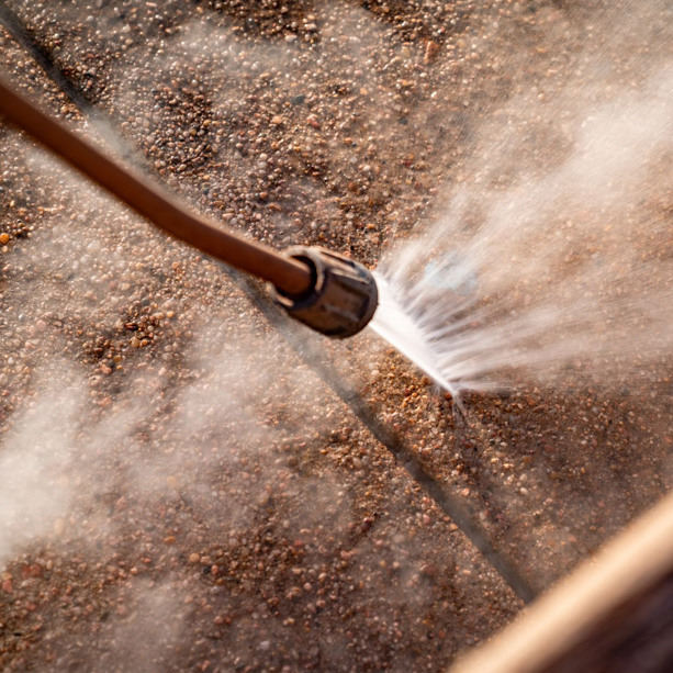 Pressure washing up-close.