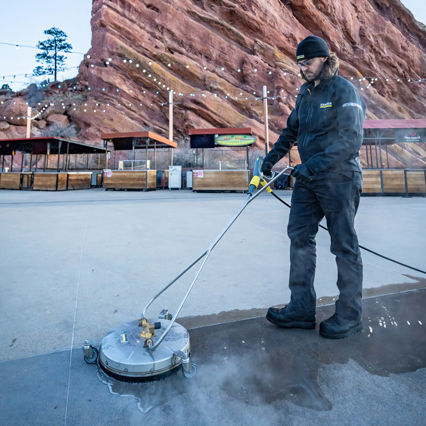 Surface cleaning walking areas.