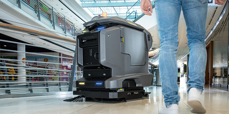 Robotic Scrubbers A Robotic Scrubber cleans floors inside a manufacturing facility.