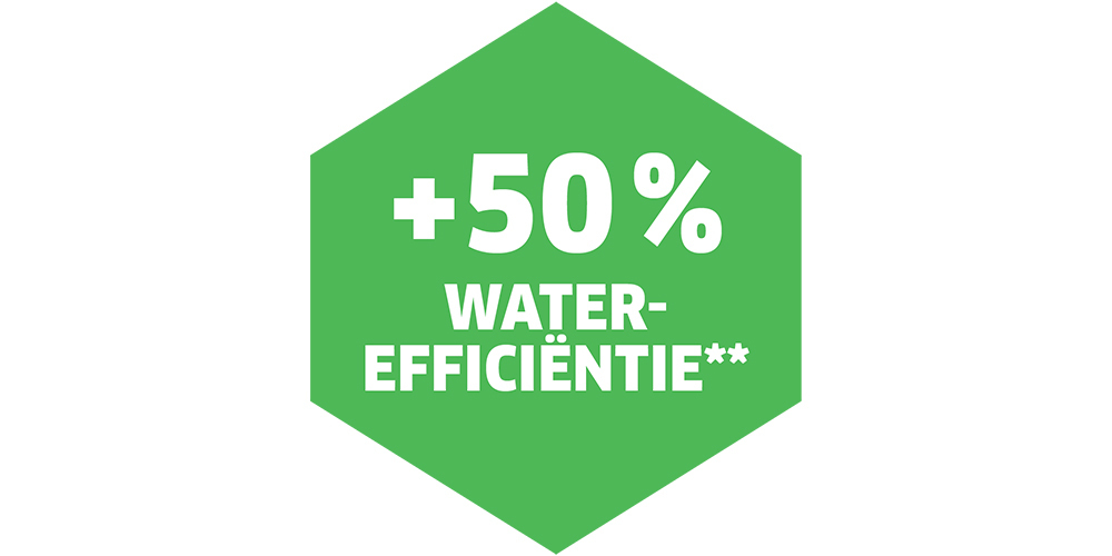 50% meer water-efficiëntie 50% meer water-efficiëntie