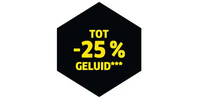 Tot 25% minder geluid. Tot 25% minder geluid.