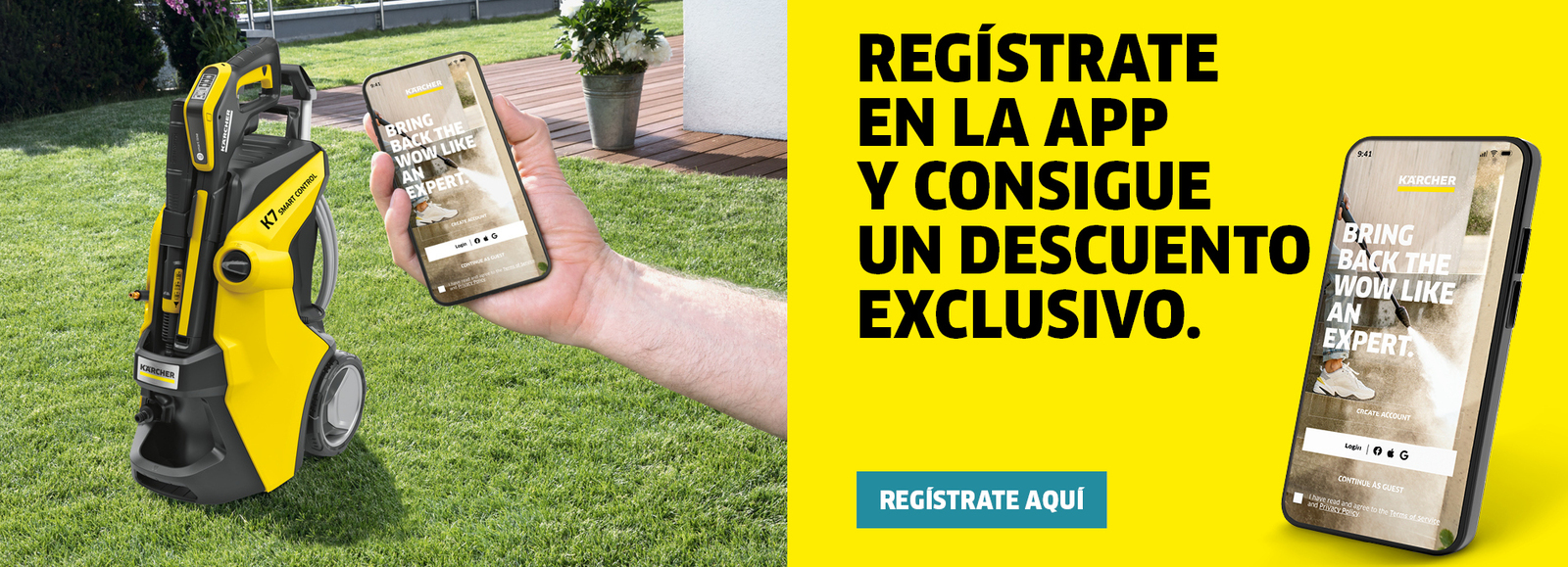 App Home & Garden Un hombre con una hidrolimpiadora y la aplicación Home & Garden