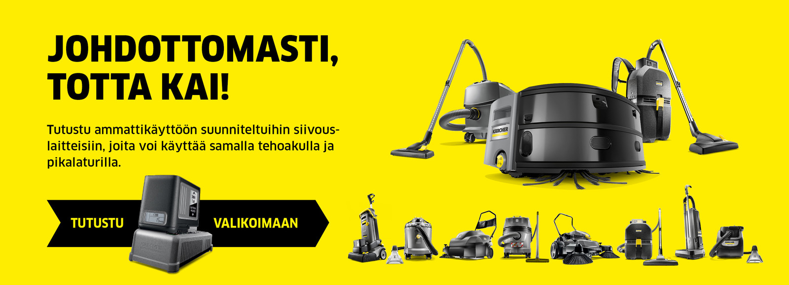 Kärcherin akkukäyttöiset siivouslaitteet ammattilaisille