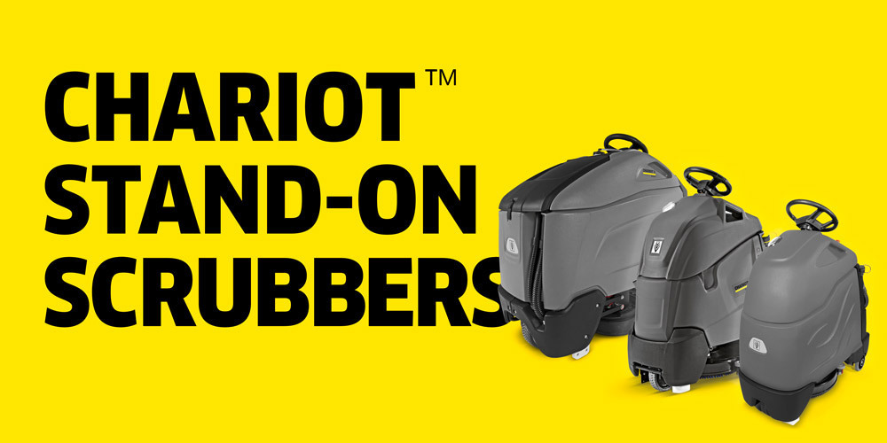 Chariot Stand-On Scrubbers Illustrated image of Chariot Stand-On Scrubbers