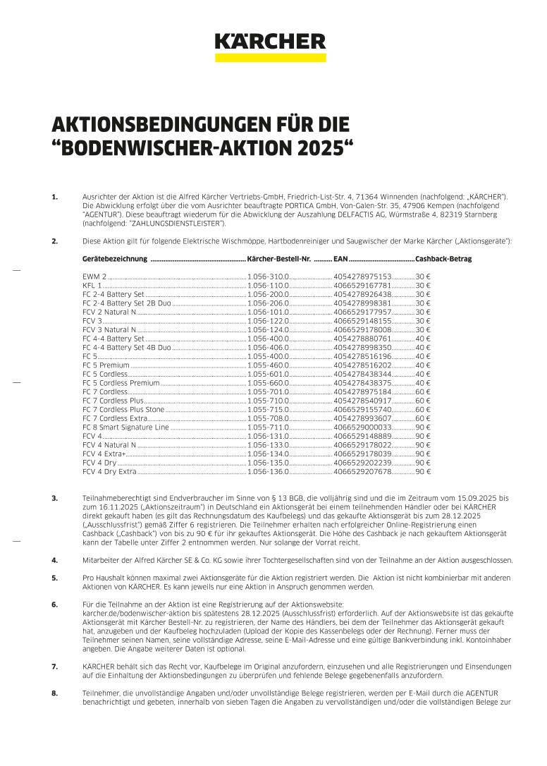 Aktionsbedingungen Aktionsbedingungen