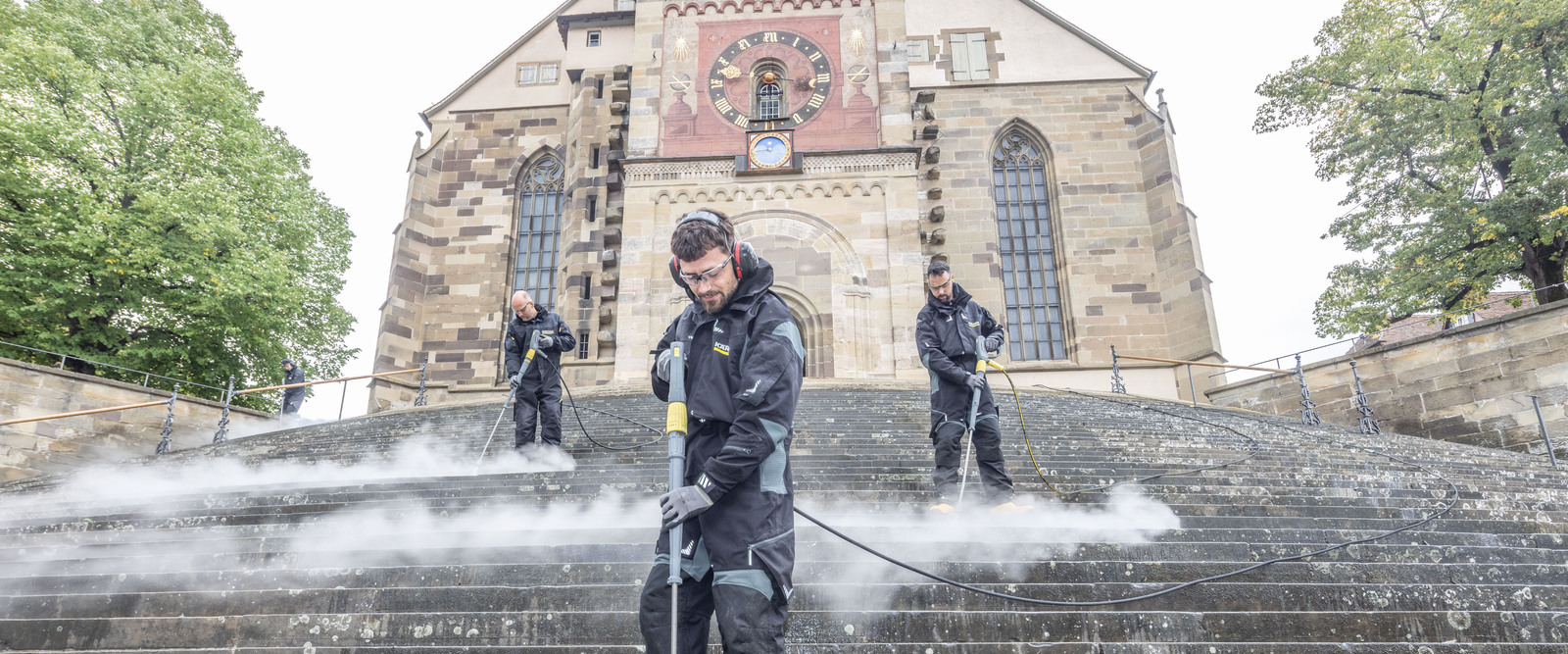 Cleaning of the staircase of St. Michael in Schwäbisch Hall by Kärcher. Cleaning of the staircase of St. Michael in Schwäbisch Hall by Kärcher.