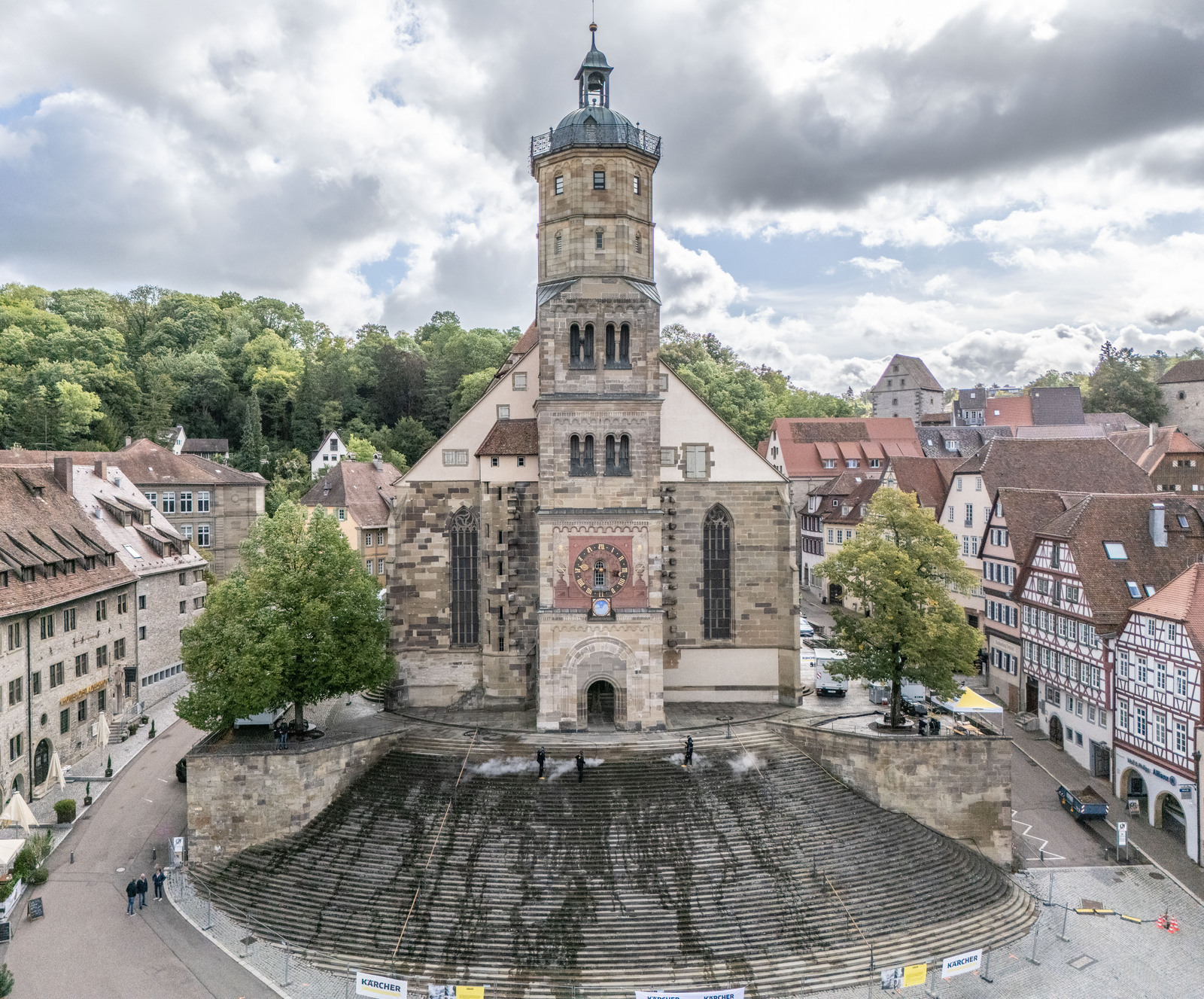 Cleaning Staircases of St. Michael - Schwäbisch Hall, Germany Cleaning Staircases of St. Michael - Schwäbisch Hall, Germany