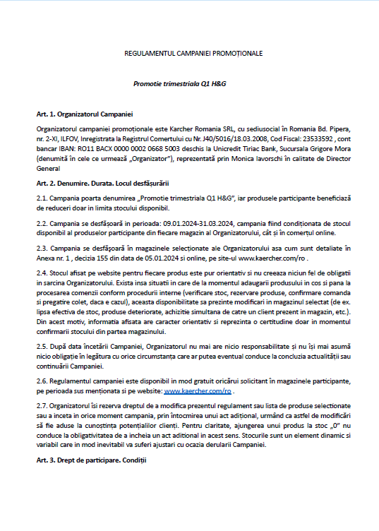 Decizie - Regulament Promotie Roboti