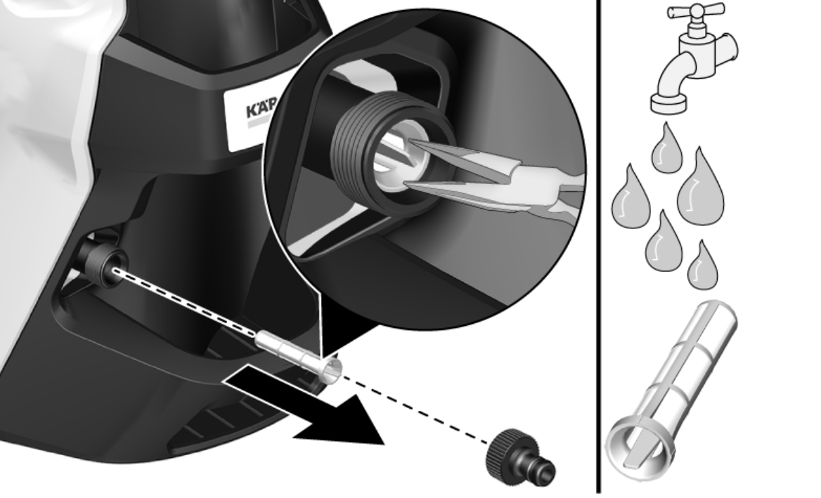 Wie reinige ich den Filter im Wasseranschluss des Hochdruckreinigeres?