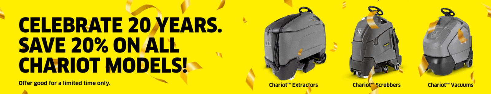 Celebrate 20 years. Save 20% on all Chariot models.