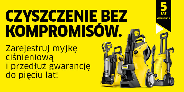 5 lat gwarancji! Zarejestruj myjkę ciśnieniową i przedłuż gwarancję za darmo.