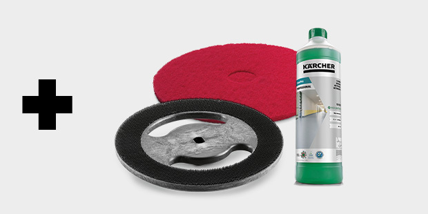 Pad czerwony/miękki + talerz napędowy BD 30/4 C + CA 50 C 1l srodek czyszczący