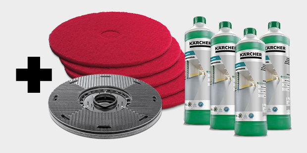 Pad, średnio-miękki, czerwony, 508 mm, 5 szt. + talerz napędowy padów, 479 mm + CA 50 C 1l srodek czyszczący 