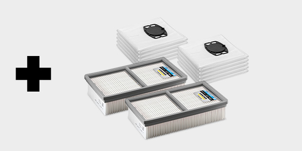 Torebki filtracyjne, 2 szt. + płaski filtr falisty PES, 2 szt.