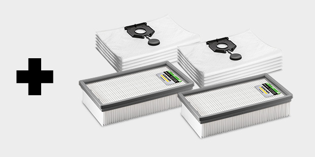 Worki filtracyjne + płaski filtr falisty do pracy na sucho